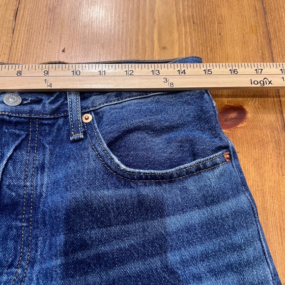 Levis Premium 501 Original Fit High Rise Straight Leg Jeans Dark Wash 28x32 A10 - Picture 8 of 9